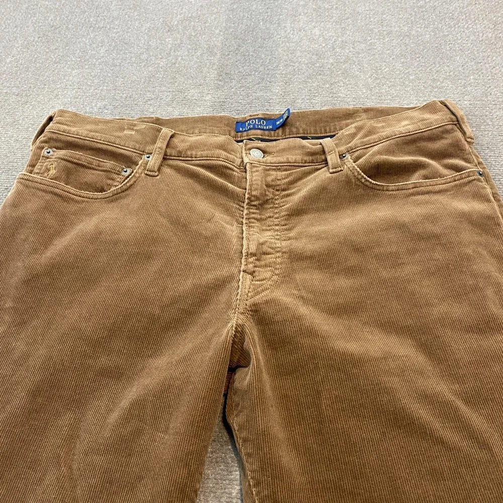 Polo Ralph Lauren Pants Mens 38x30 Brown‎ Varick Slim Straight Corduroy RL Pony